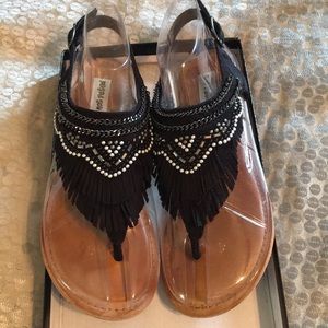 Not Rated black fringe sandals